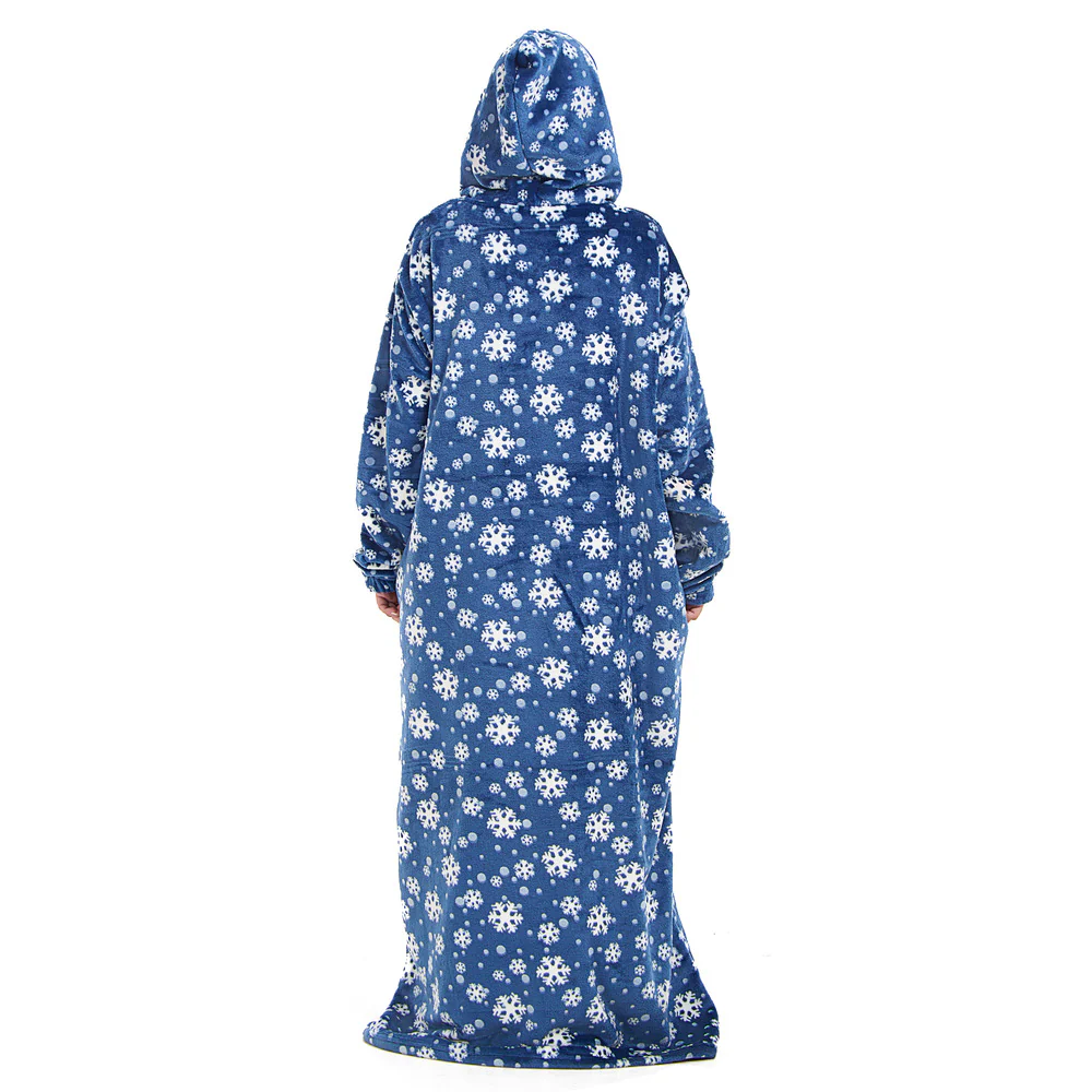 Snuggs Monk Wearable Blanket Snowflakes Petroleum - Image 7
