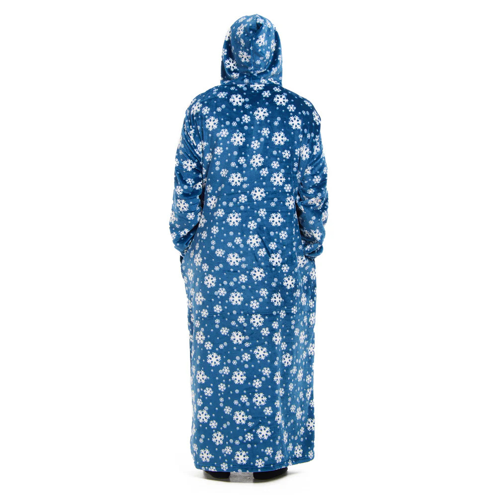 Snuggs Monk Wearable Blanket Snowflakes Petroleum - Image 8