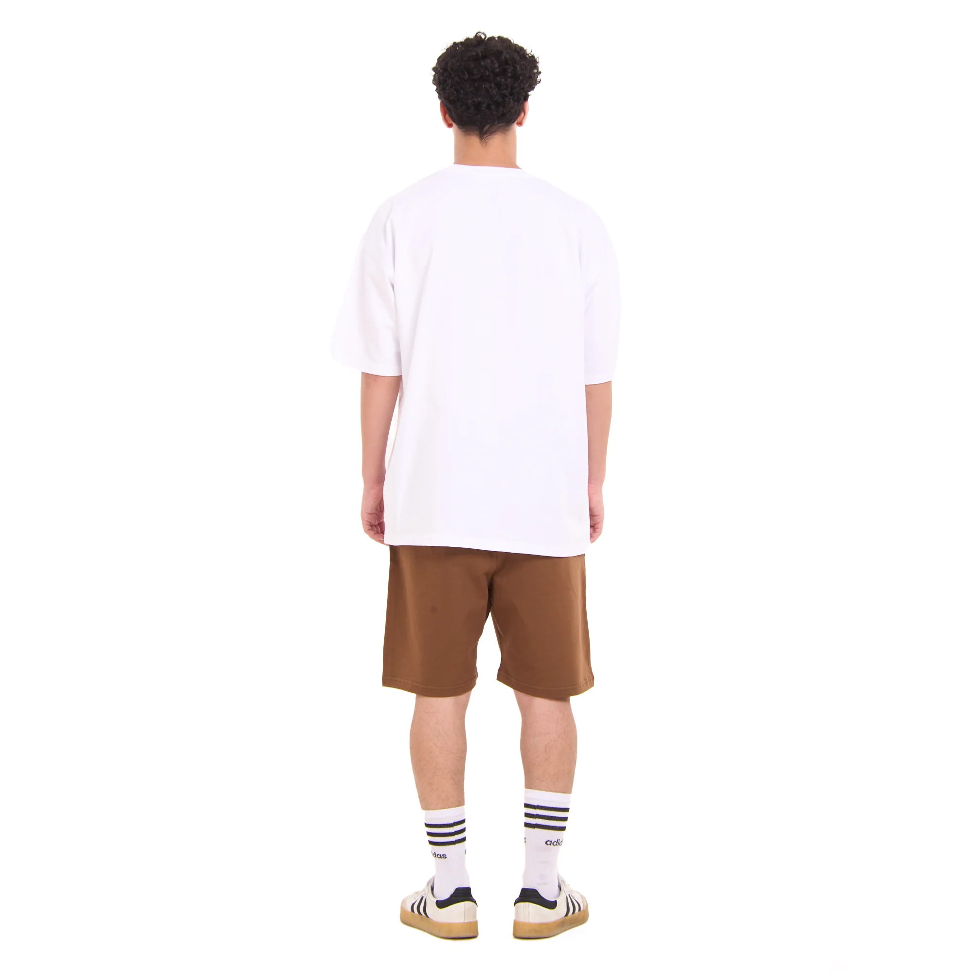 Snuggs oversized set Off White T-shirt + Brown Shorts - Image 4