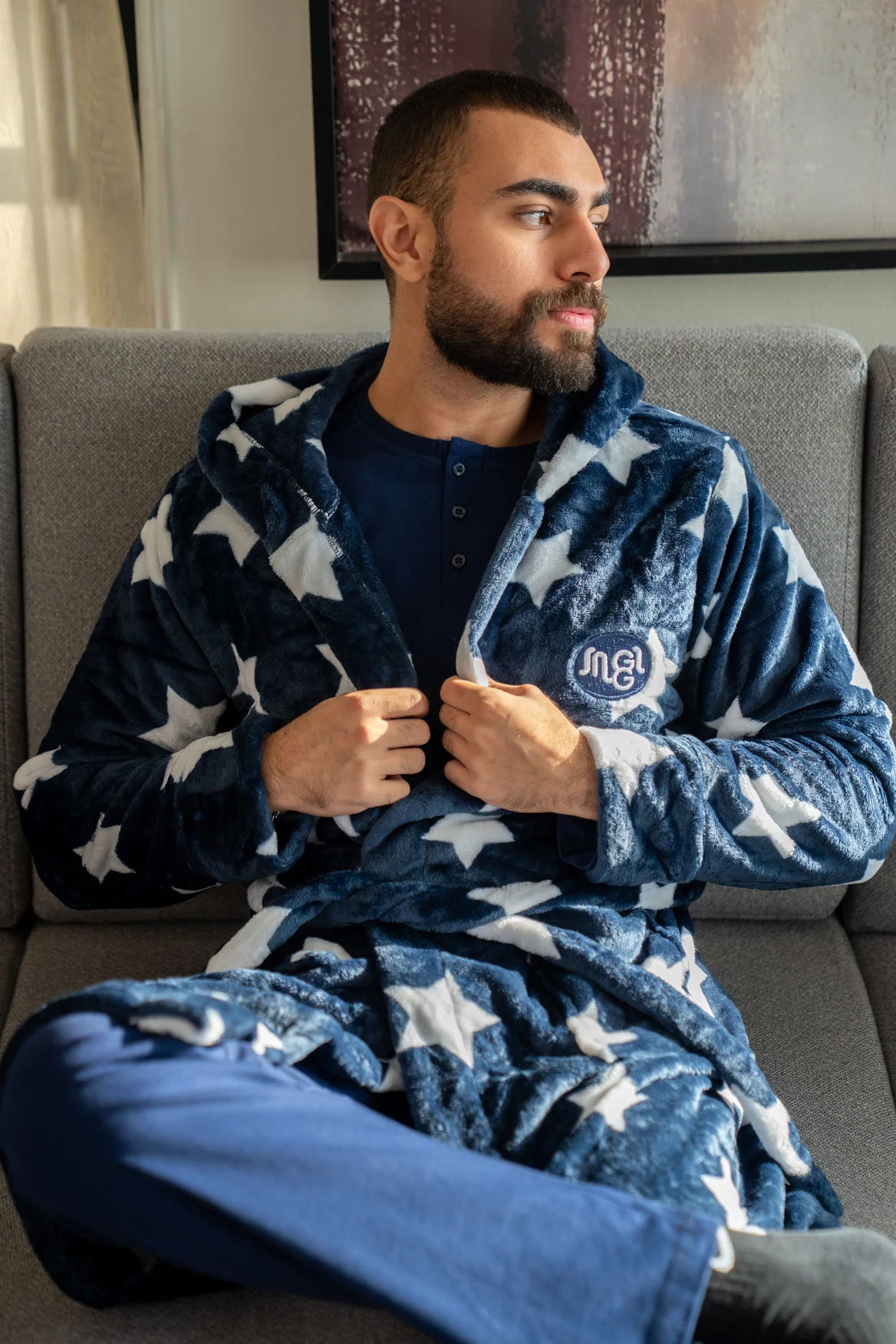 Snuggs Robe Stars Dark Blue - Image 3