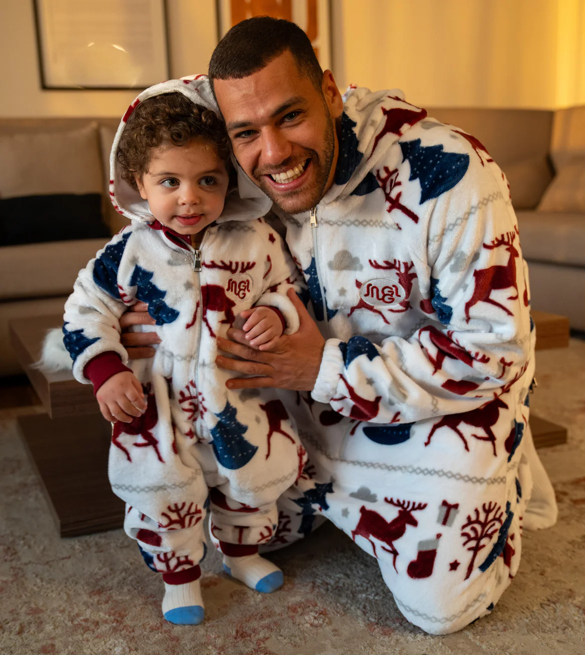 Snuggs Toddler Blanket Onesie Christmas Off White Deer - Image 3