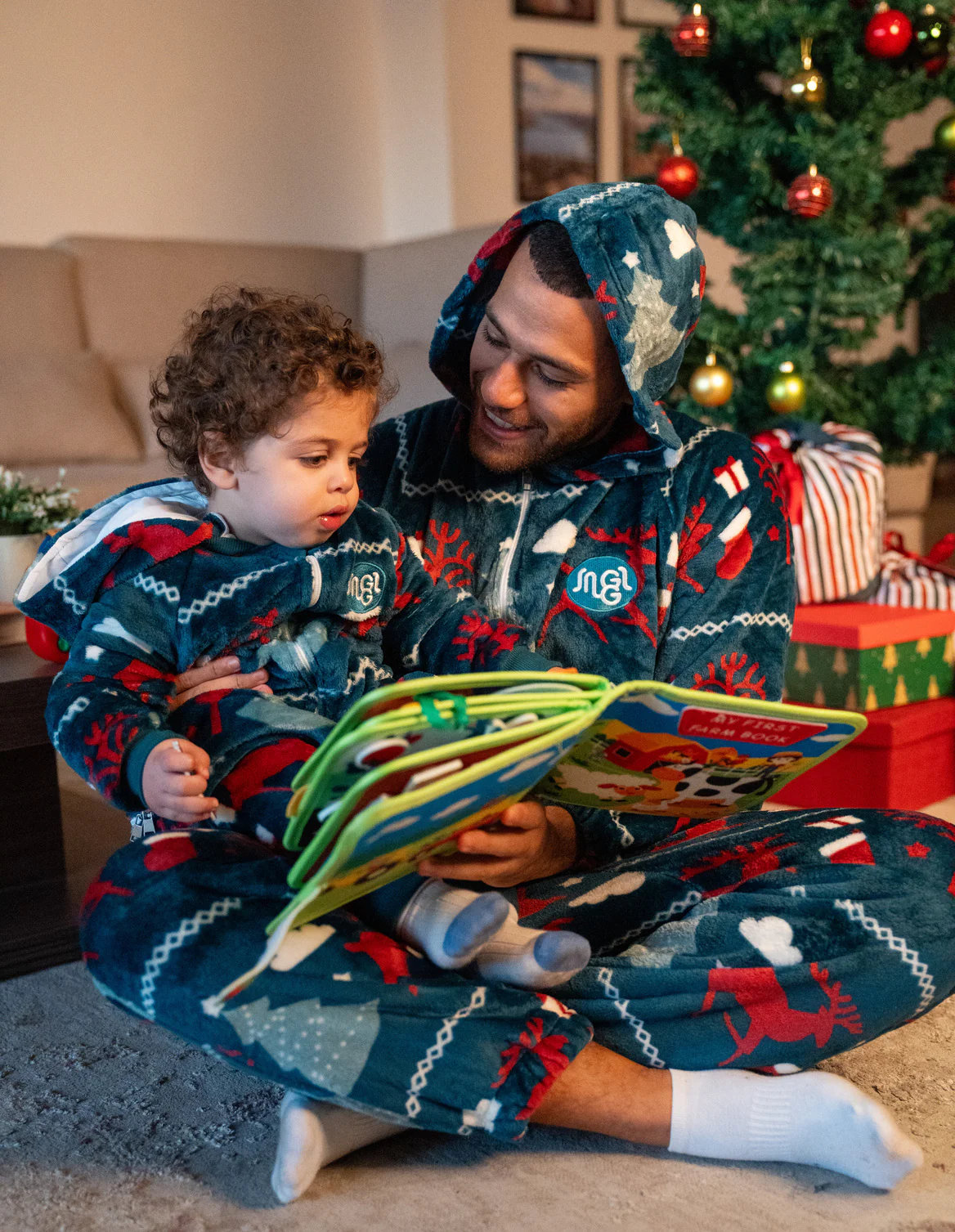 Snuggs Toddler Blanket Onesie Christmas Deer Teal - Image 3