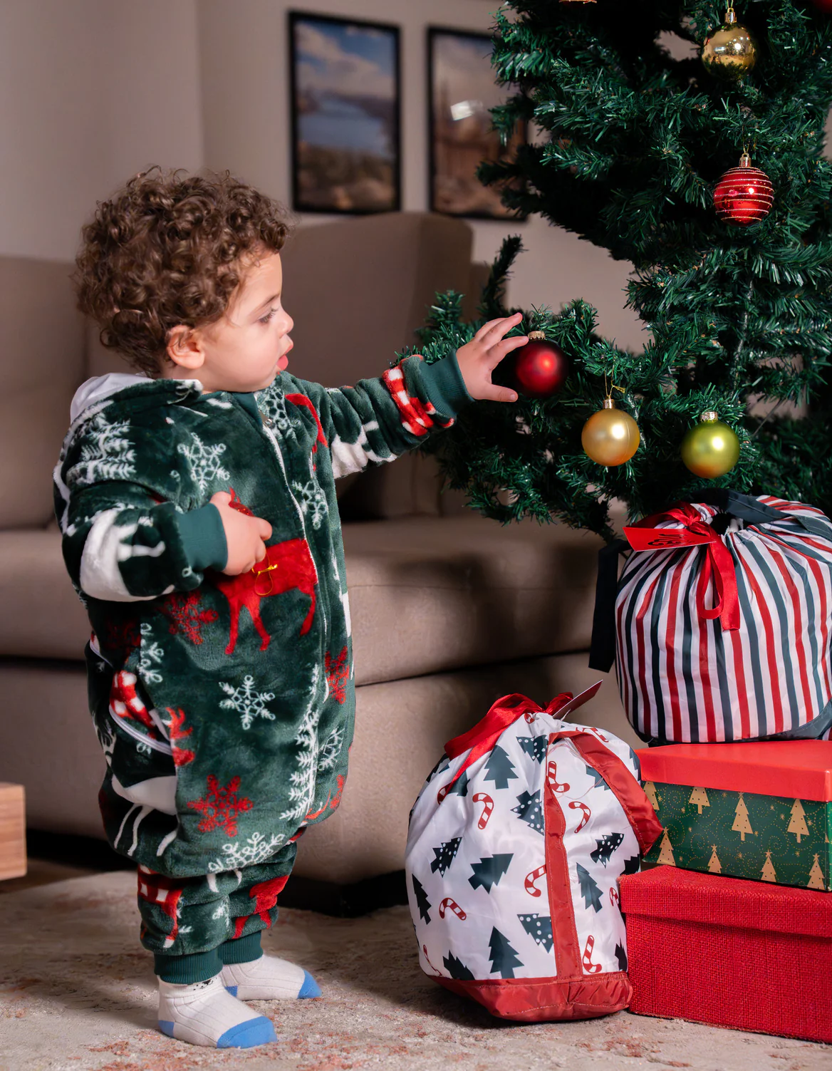 Snuggs Toddler Blanket Onesie Green Reindeer - Image 2