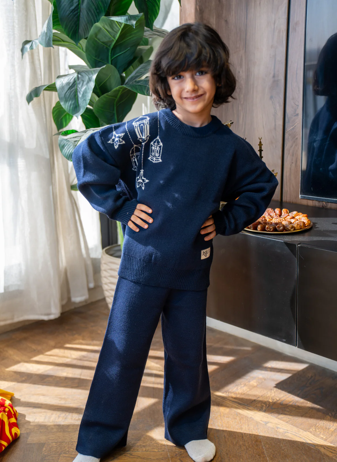 Snuggs unisex Kids winter Knit pajama Dark Blue - Image 3