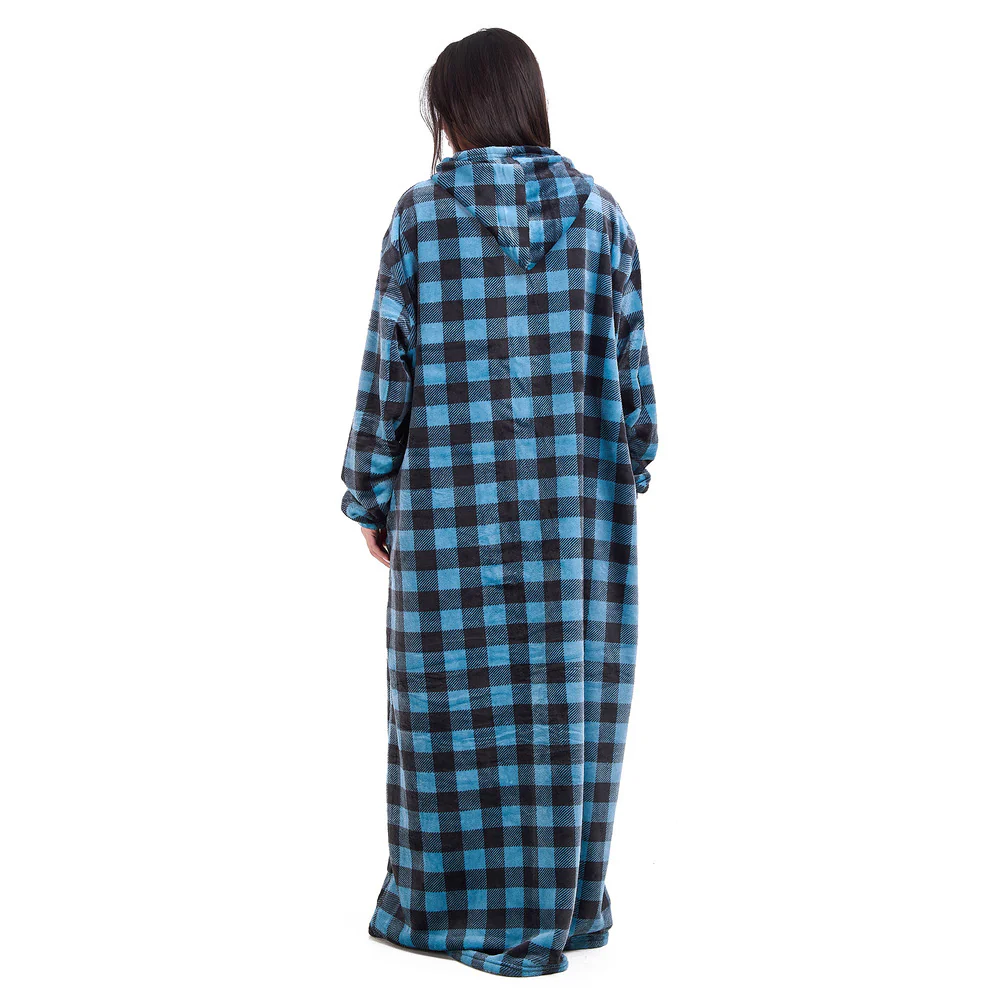 Snuggs Wearable Blanket Monk Blue Checkered - Image 3