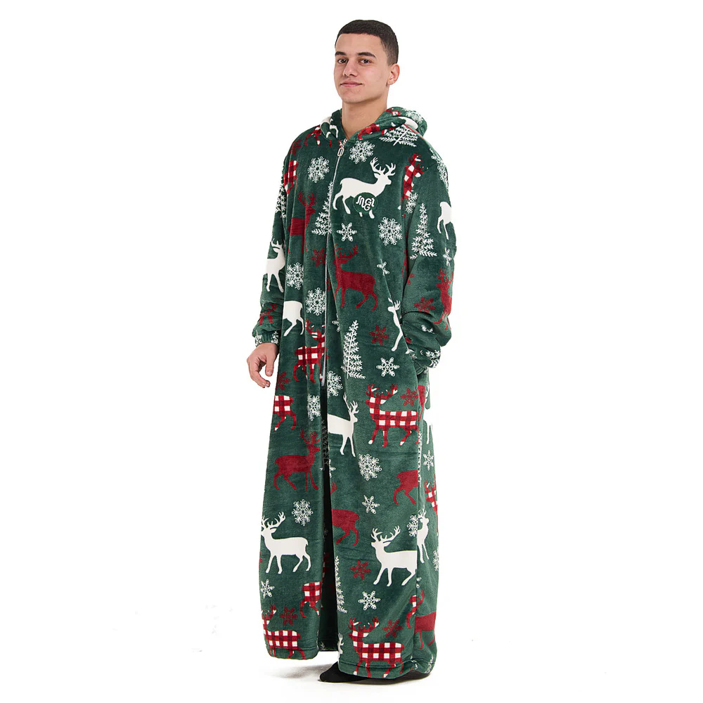 Snuggs Wearable Blanket Monk Green Christmas Deer - Image 2