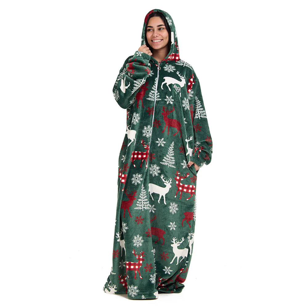 Snuggs Wearable Blanket Monk Green Christmas Deer - Image 4