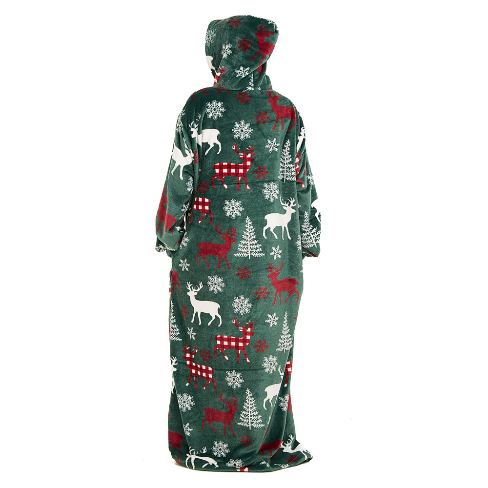 Snuggs Wearable Blanket Monk Green Christmas Deer - Image 5