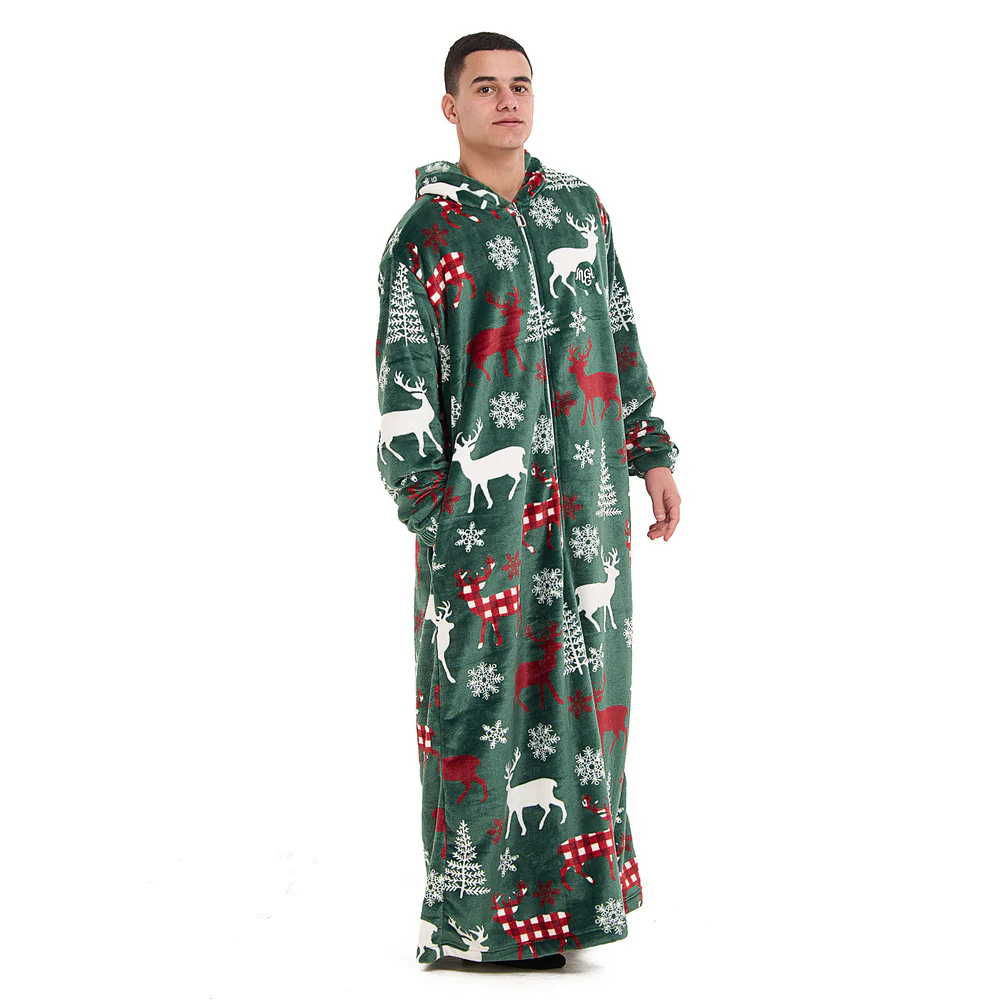 Snuggs Wearable Blanket Monk Green Christmas Deer - Image 6