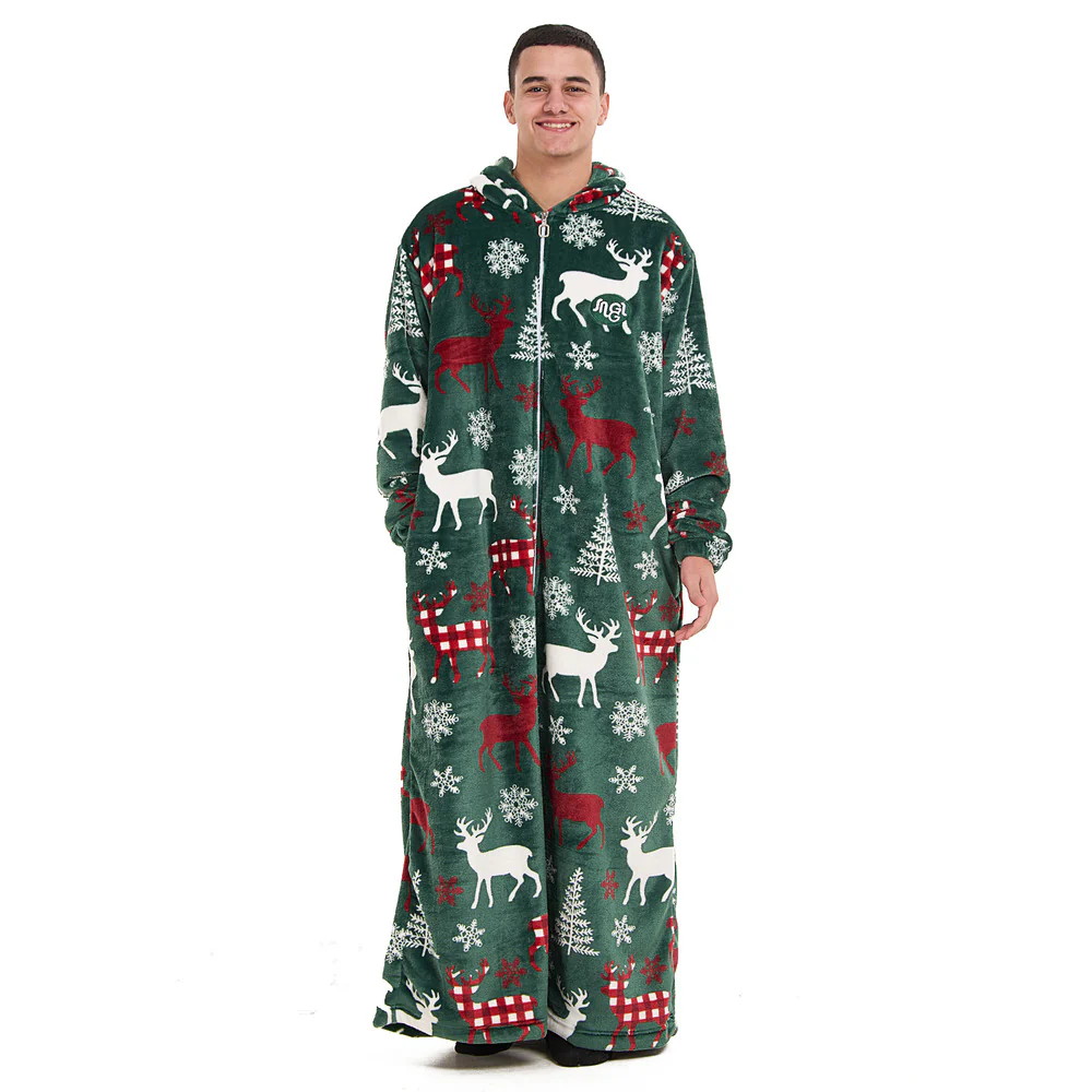 Snuggs Wearable Blanket Monk Green Christmas Deer - Image 8