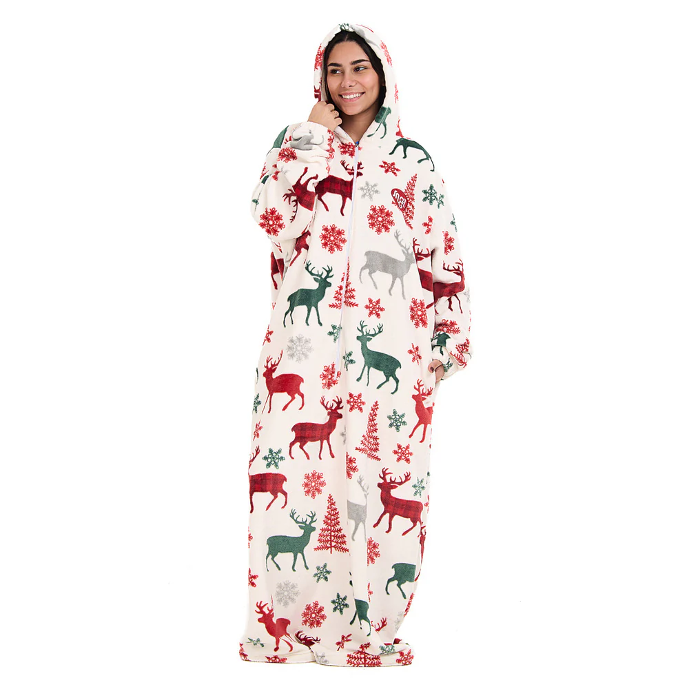 Snuggs Wearable Blanket Monk White Christmas Deer - Image 5