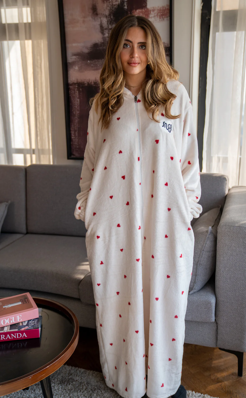 Snuggs Wearable Blanket Monk Off White Hearts - Image 2