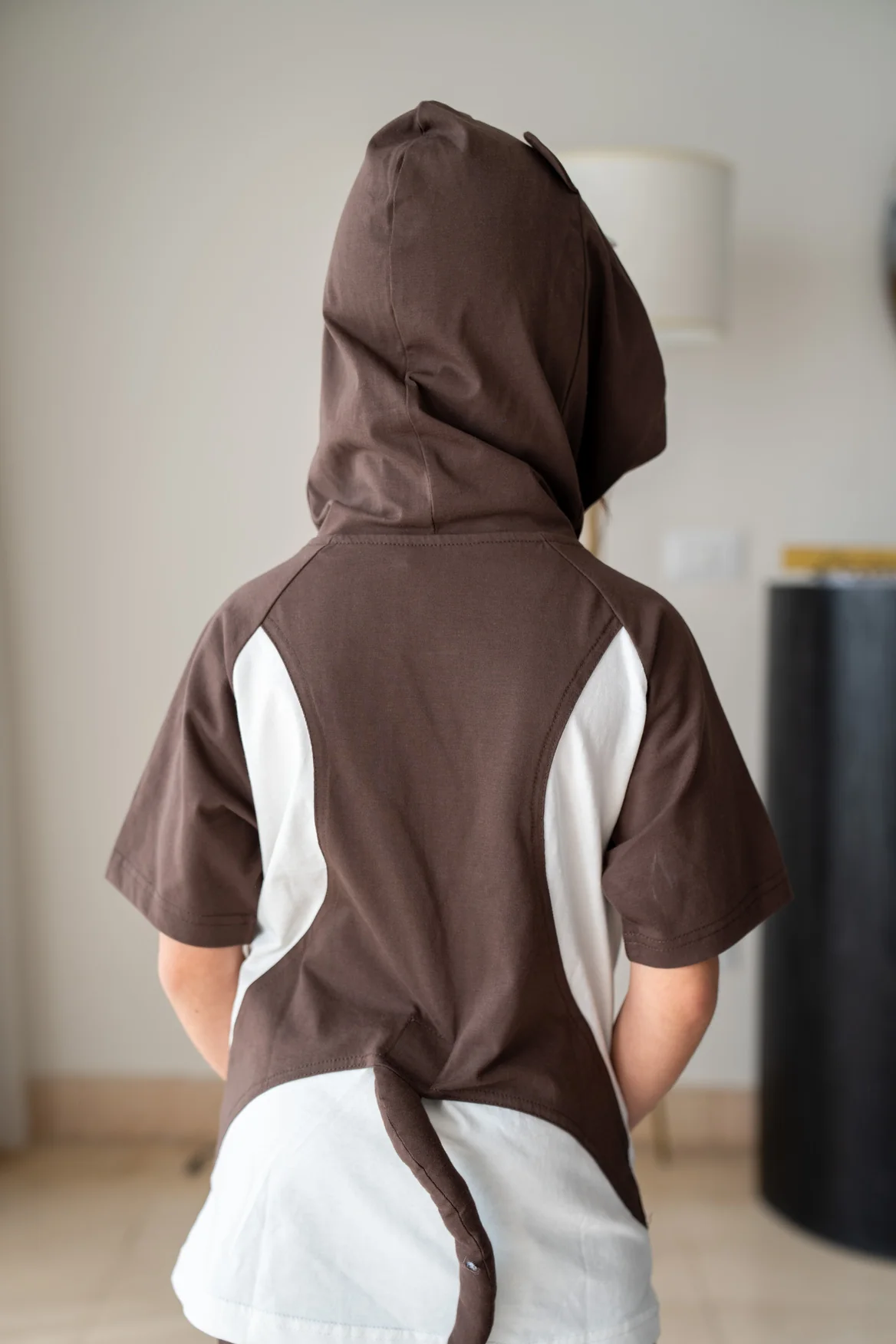 Unisex kids summer pajama set White t-shirt + Brown Pants - Image 4