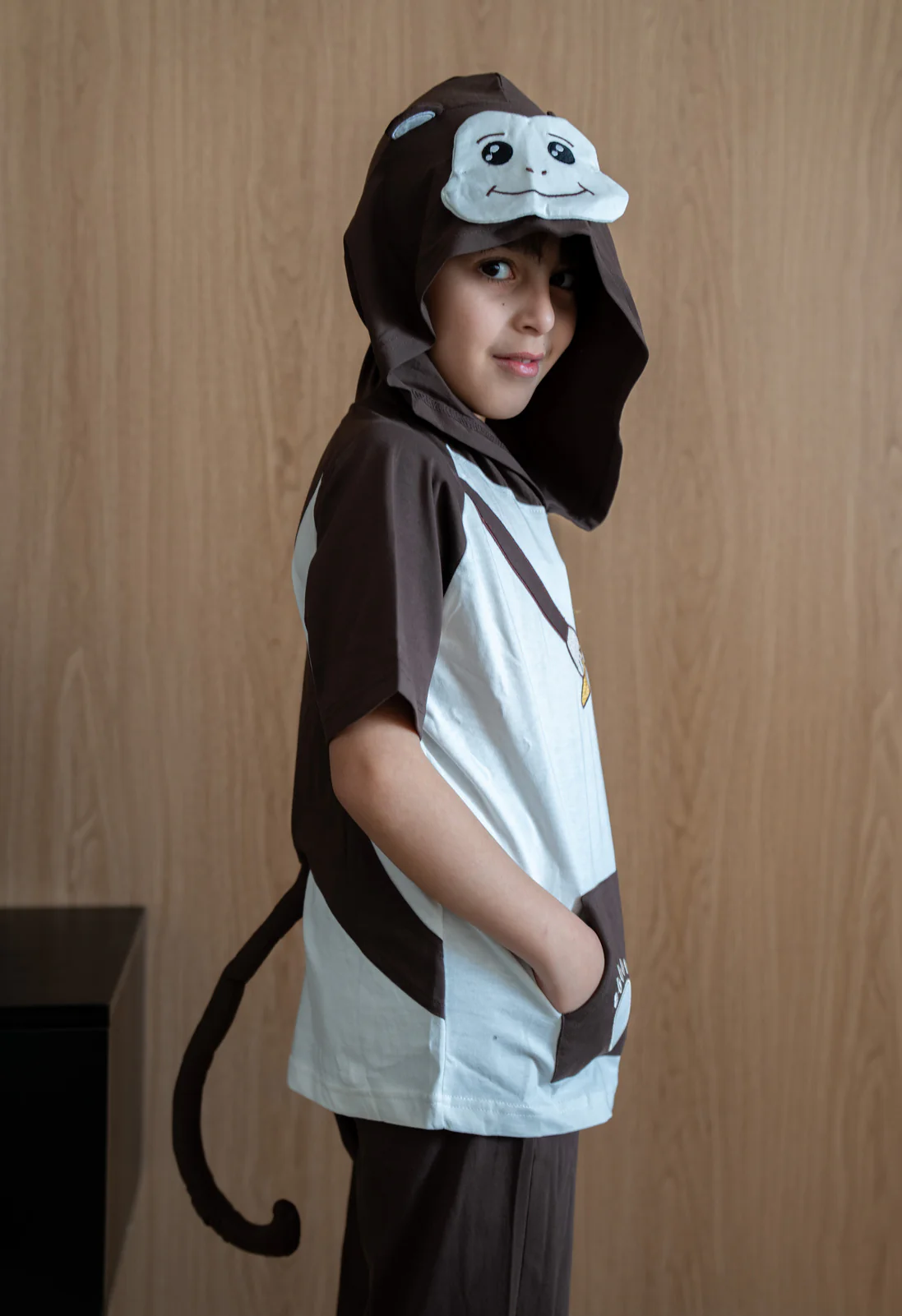 Unisex kids summer pajama set White t-shirt + Brown Pants - Image 7