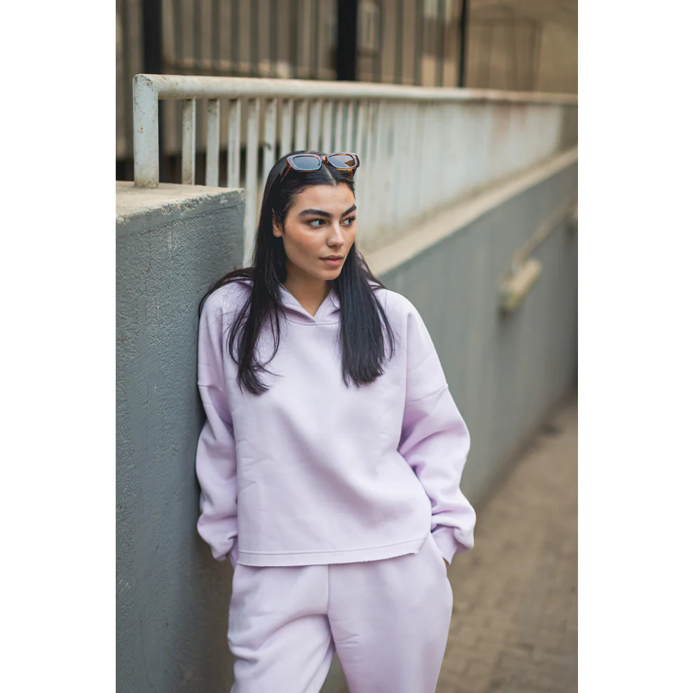 Women cropped hoodie set Lilac - Image 2