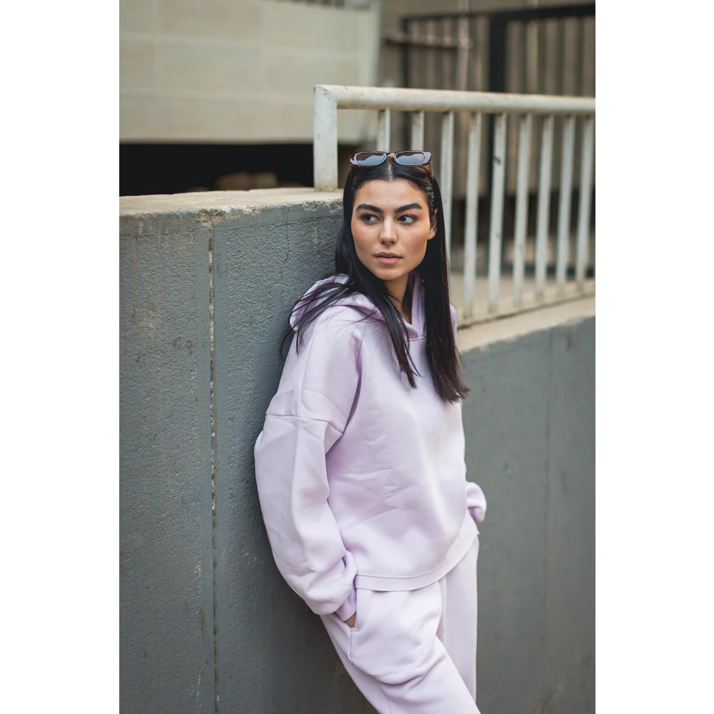 Women cropped hoodie set Lilac - Image 3