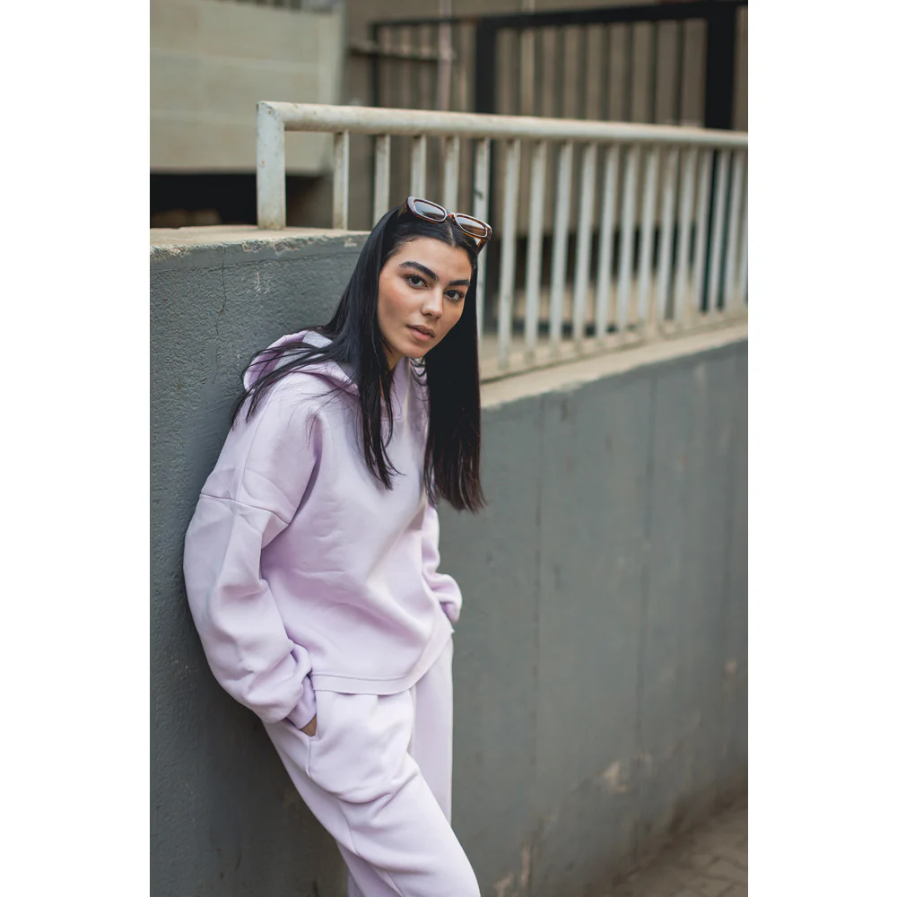 Women cropped hoodie set Lilac - Image 4
