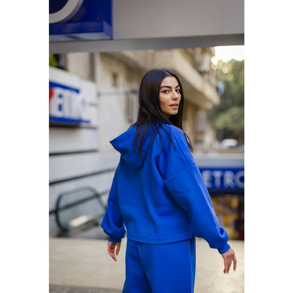 Women cropped hoodie set Royal Blue - Image 2