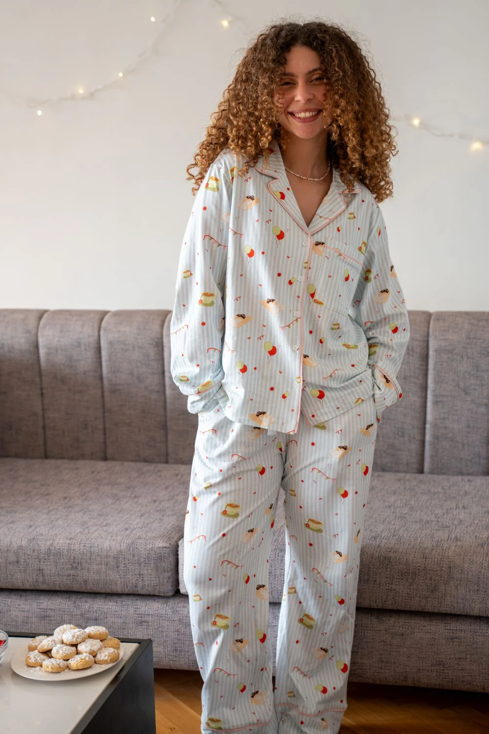 Women Eid Pajama Set Buttoned shirt + pants - Image 4