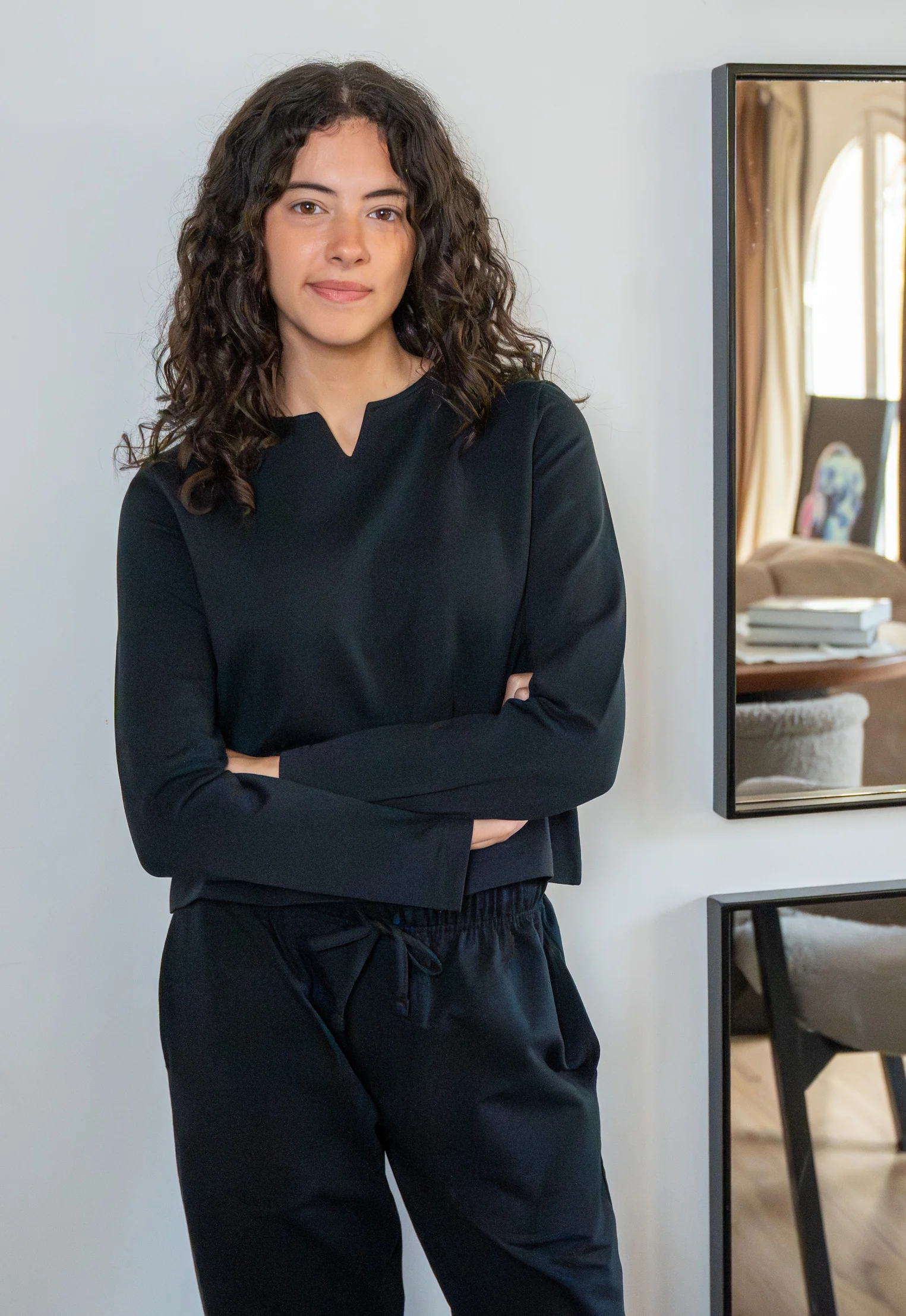 Women Spring Pajama Set Black sweatshirt + pants - Image 3