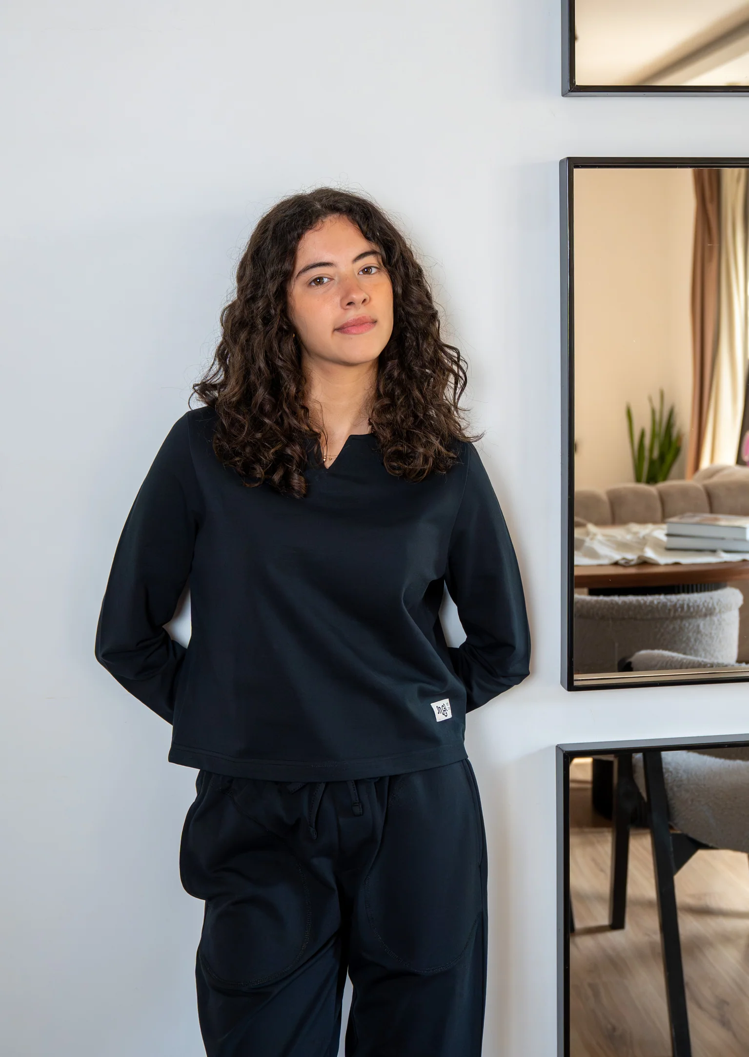Women Spring Pajama Set Black sweatshirt + pants - Image 5