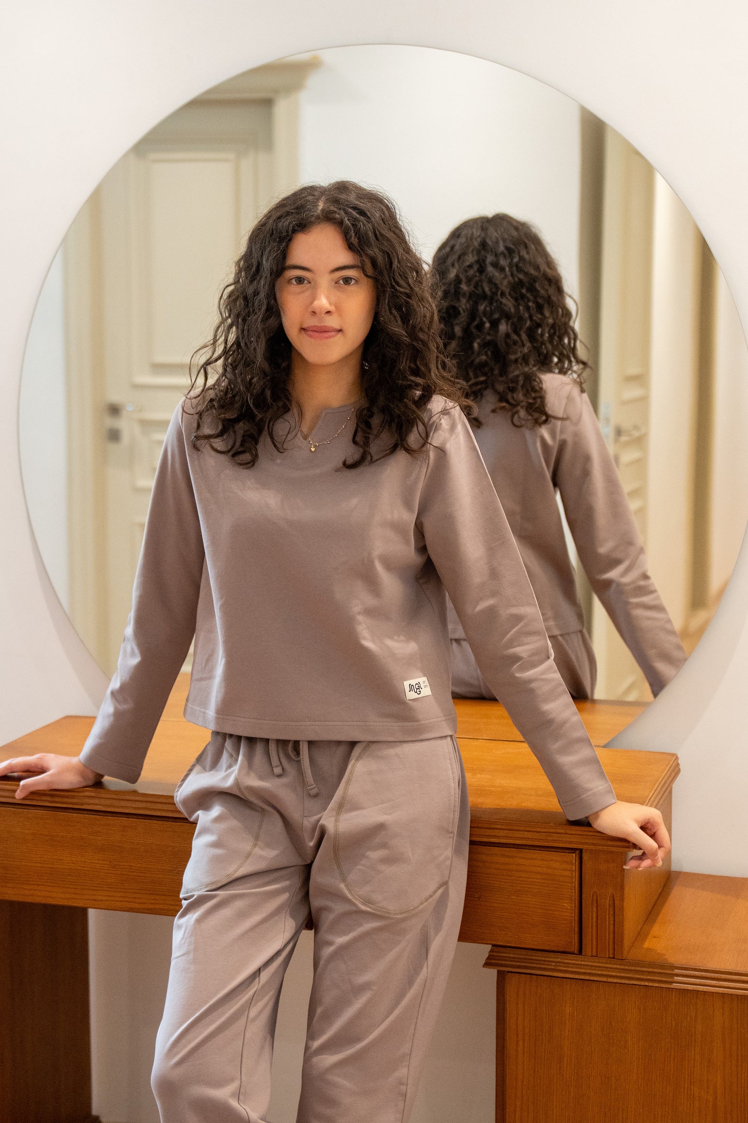 Women Spring Pajama Set Choco sweatshirt + pants - Image 2