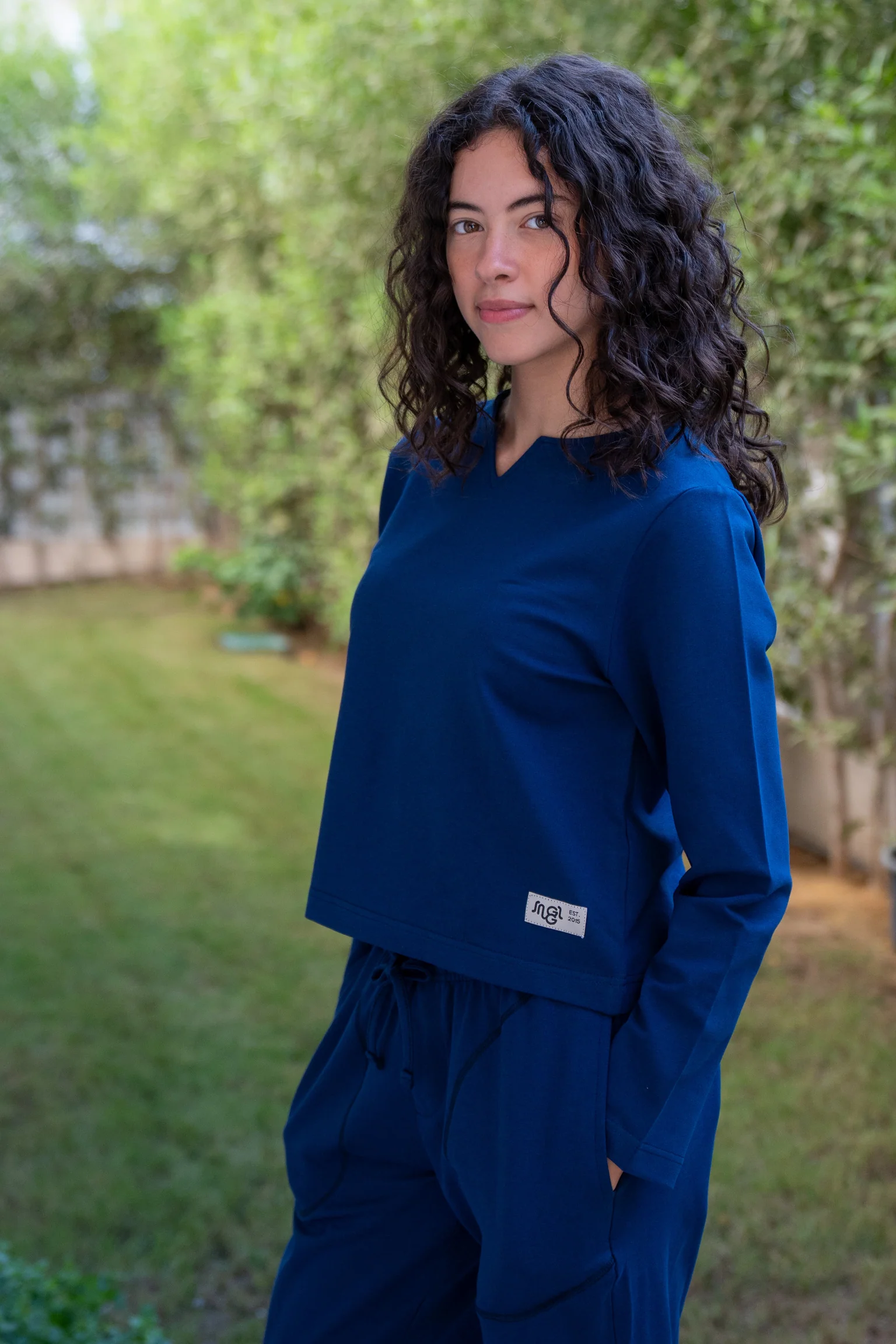 Women Spring Pajama Set Dark Blue sweatshirt + pants - Image 3
