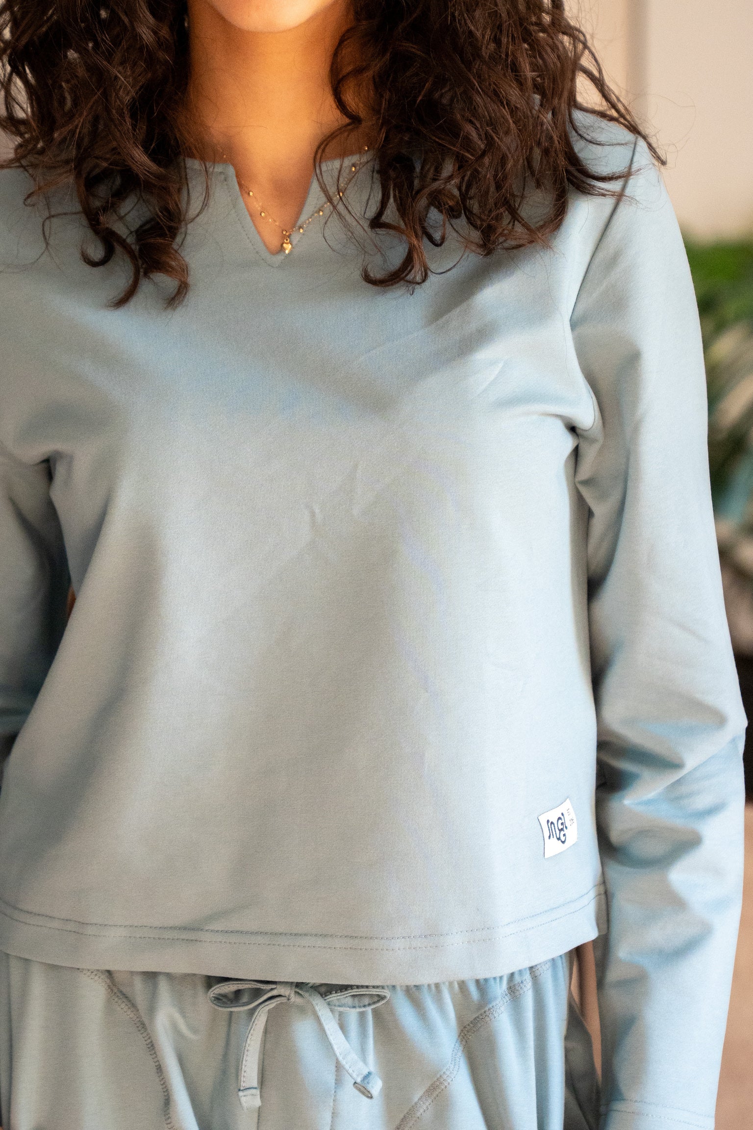 Women Spring Pajama Set Dusty Blue sweatshirt + pants - Image 3