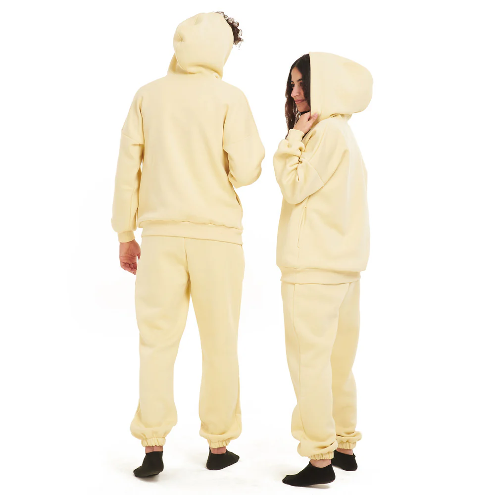 Snuggs oversized unisex hoodie set Cream - Image 4