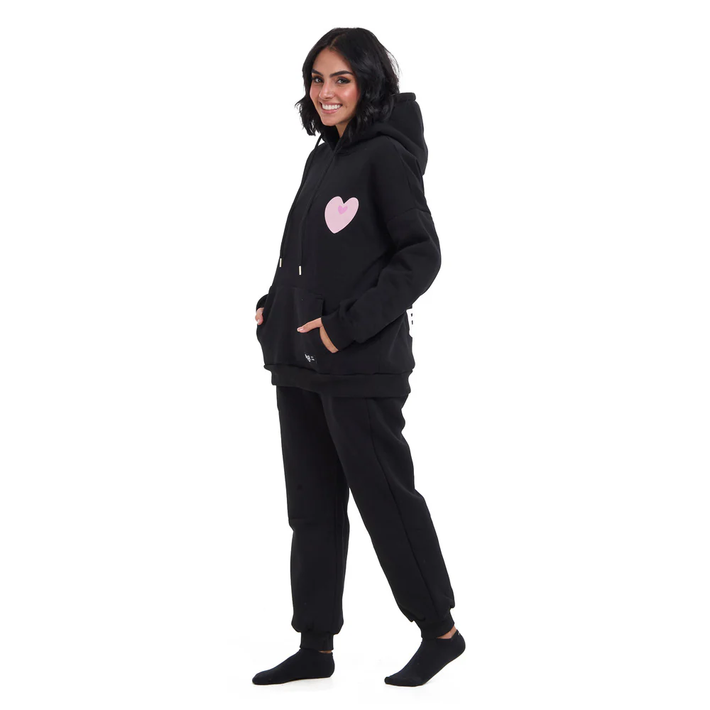 Women Black Self Love Era Oversize Hoodie Set - Image 3