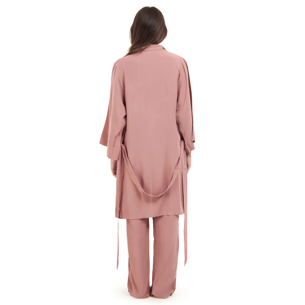 Women summer 3 piece pajama set  Cashmere Top + Cashmere kimono & Pants - Image 6