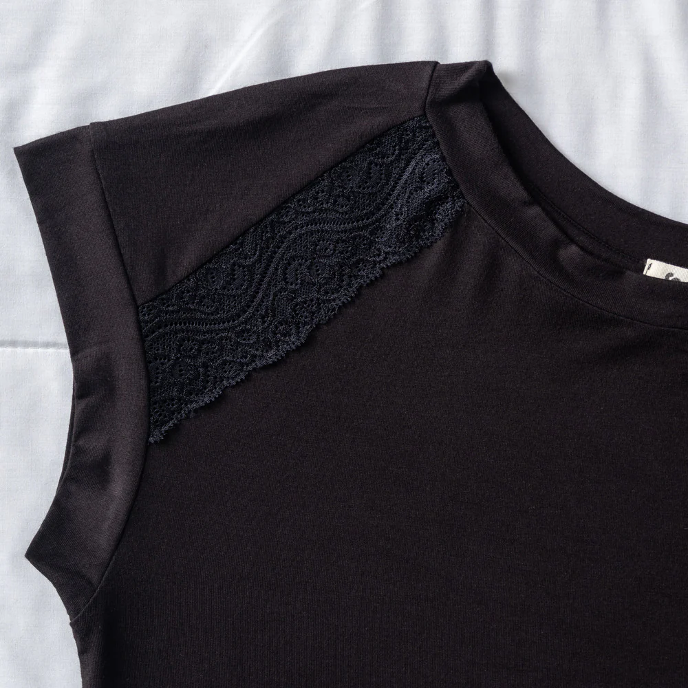 Women summer Black Lace Night shirt - Image 2