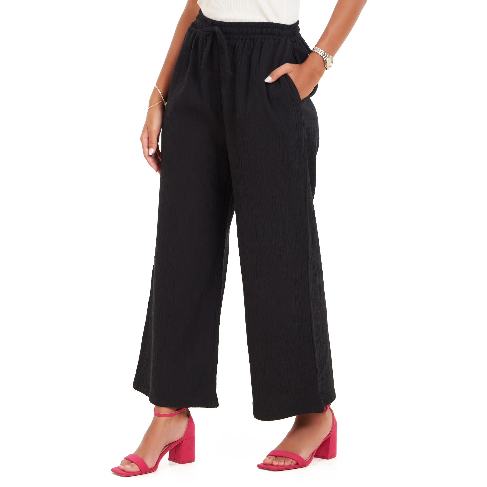 Women summer wide leg pants Black - Image 3