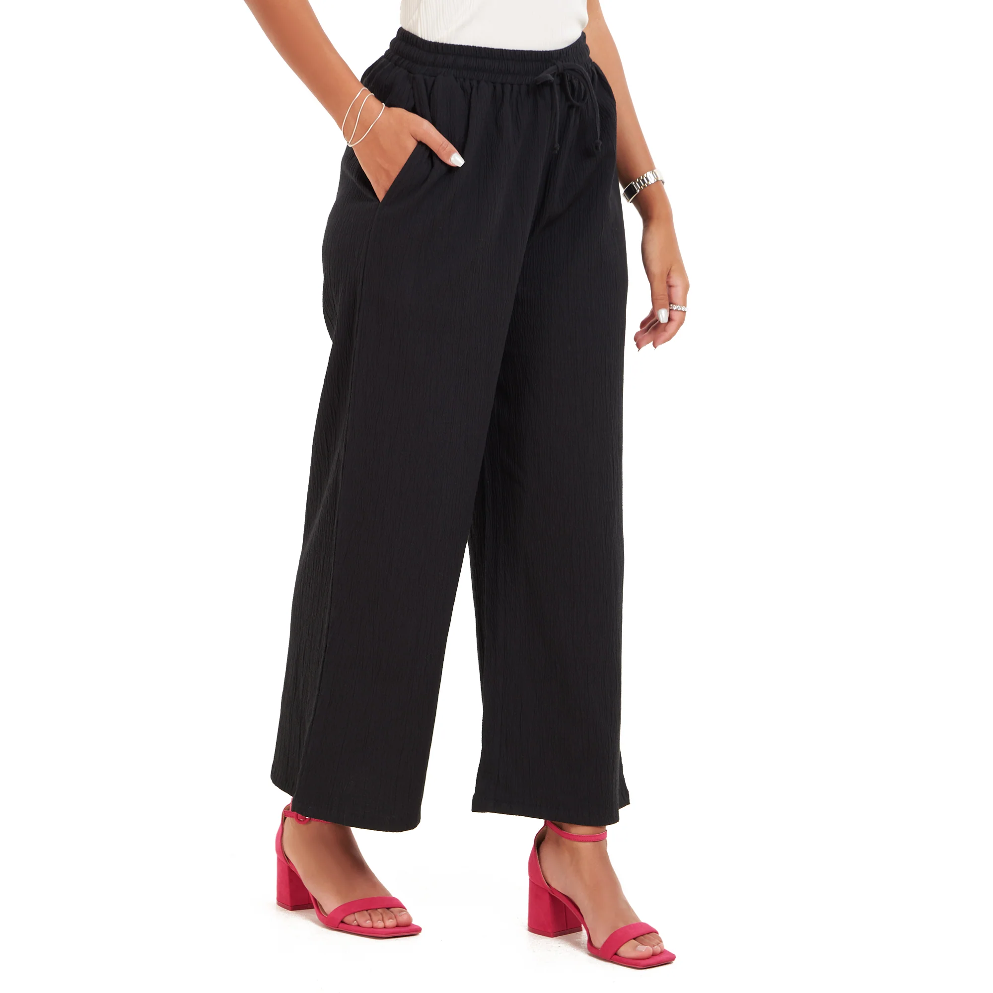 Women summer wide leg pants Black - Image 4