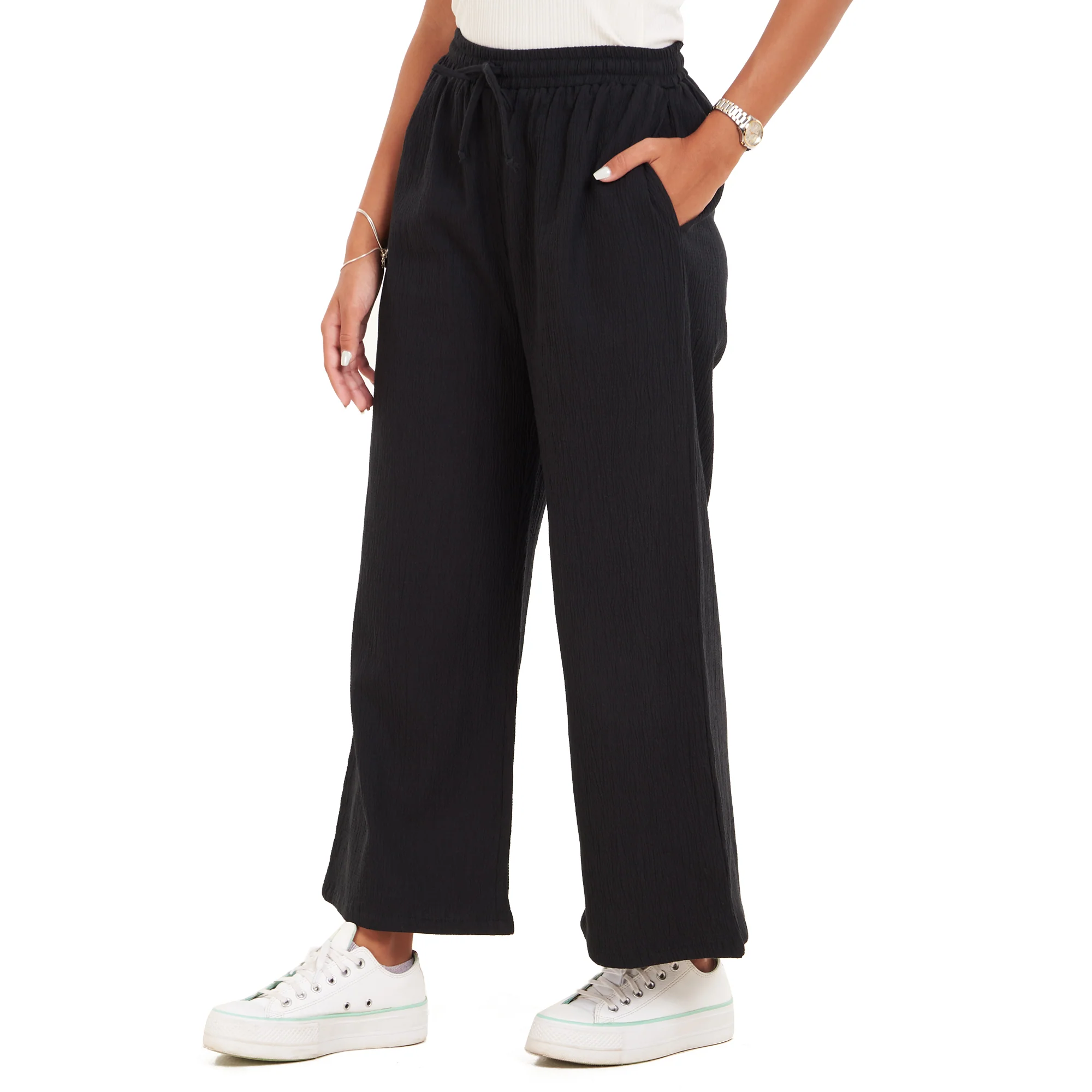 Women summer wide leg pants Black - Image 6
