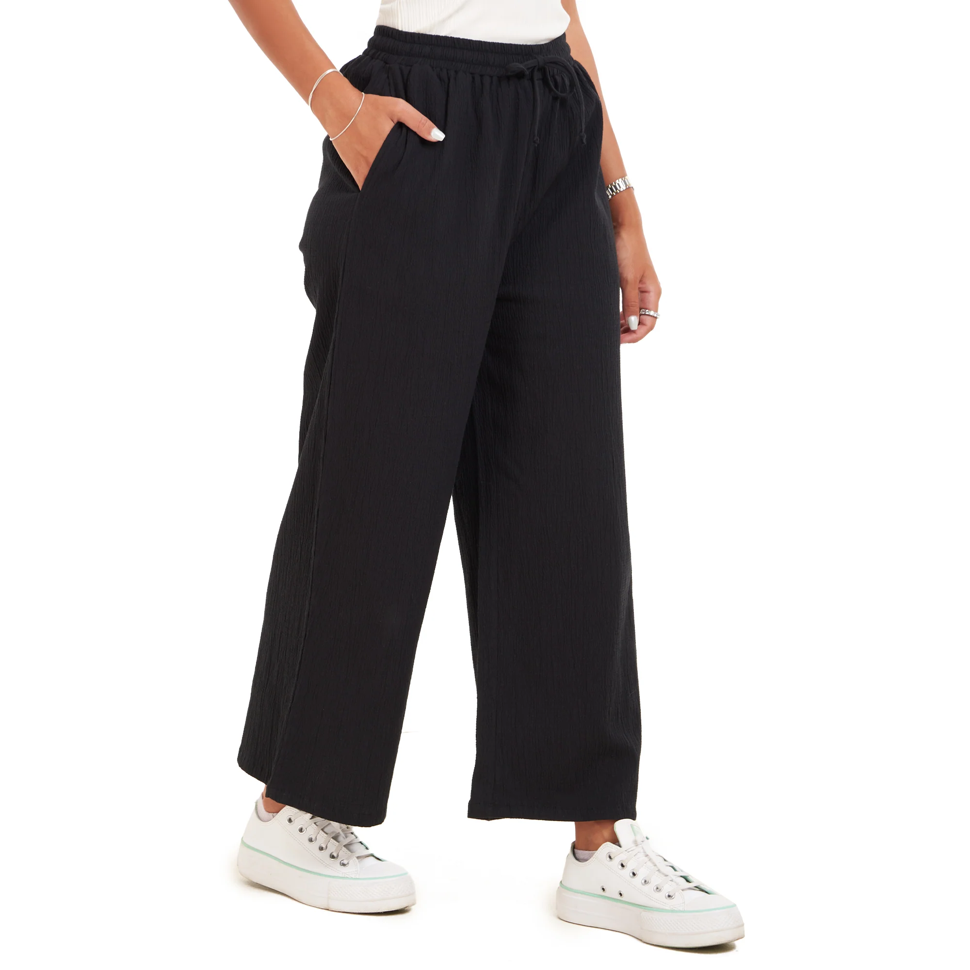 Women summer wide leg pants Black - Image 7