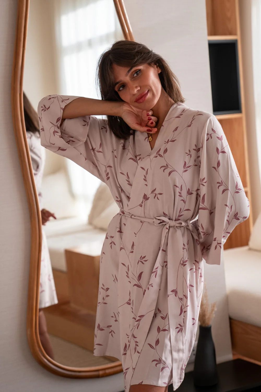Women summer kimono Minimal Floral Vine - Image 2