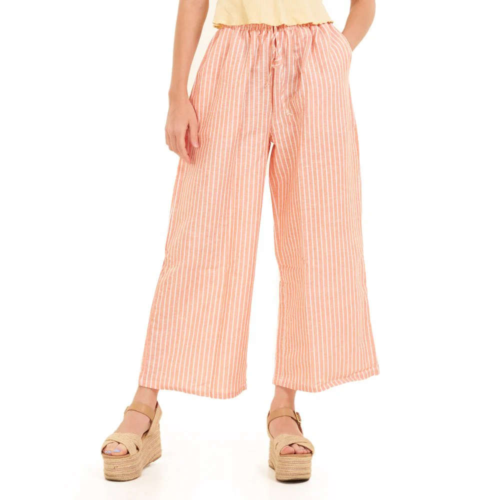 Women summer wide leg pants Orange stripes - Image 4