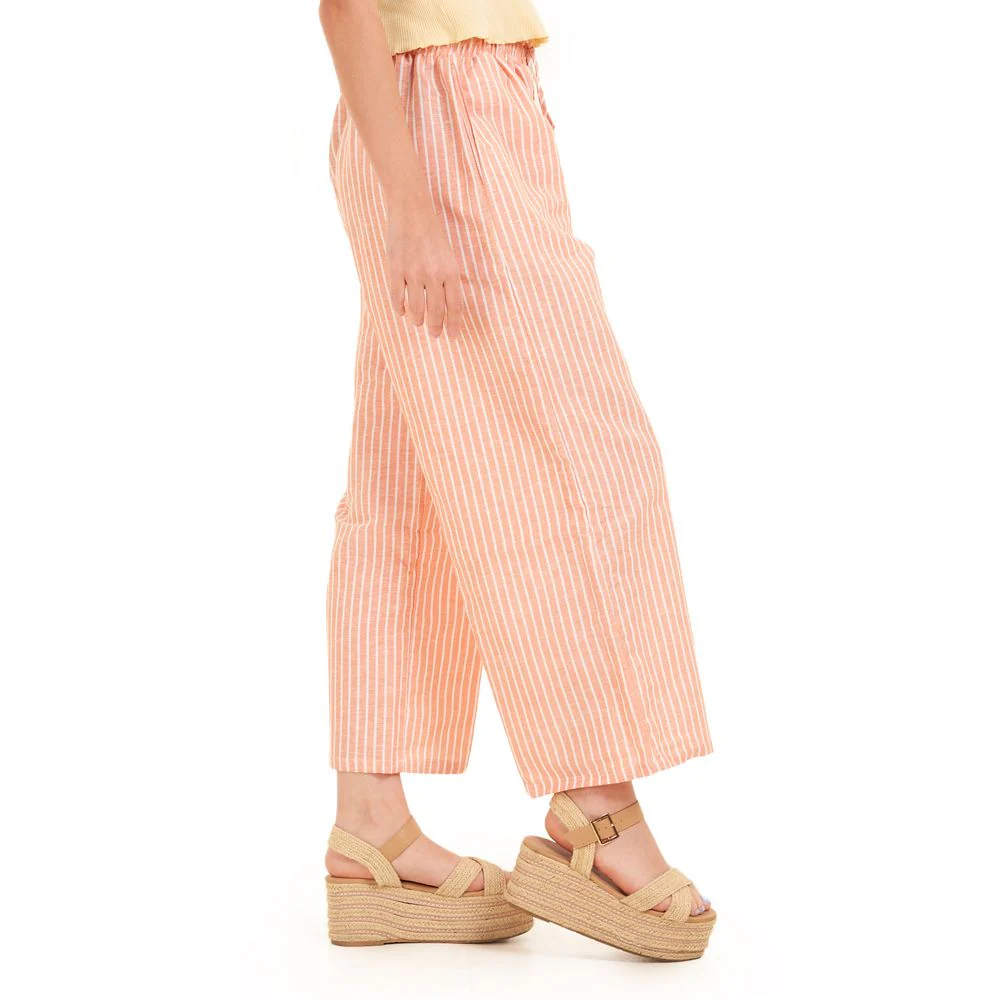 Women summer wide leg pants Orange stripes - Image 5