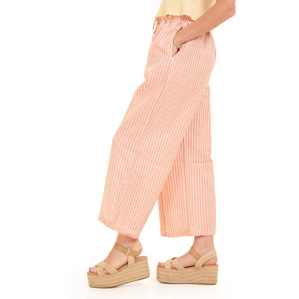 Women summer wide leg pants Orange stripes - Image 6