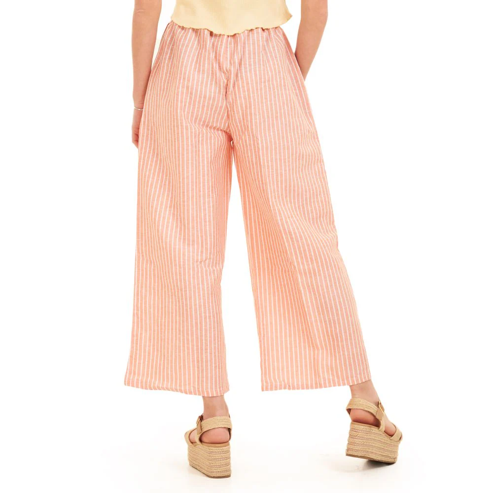 Women summer wide leg pants Orange stripes - Image 7