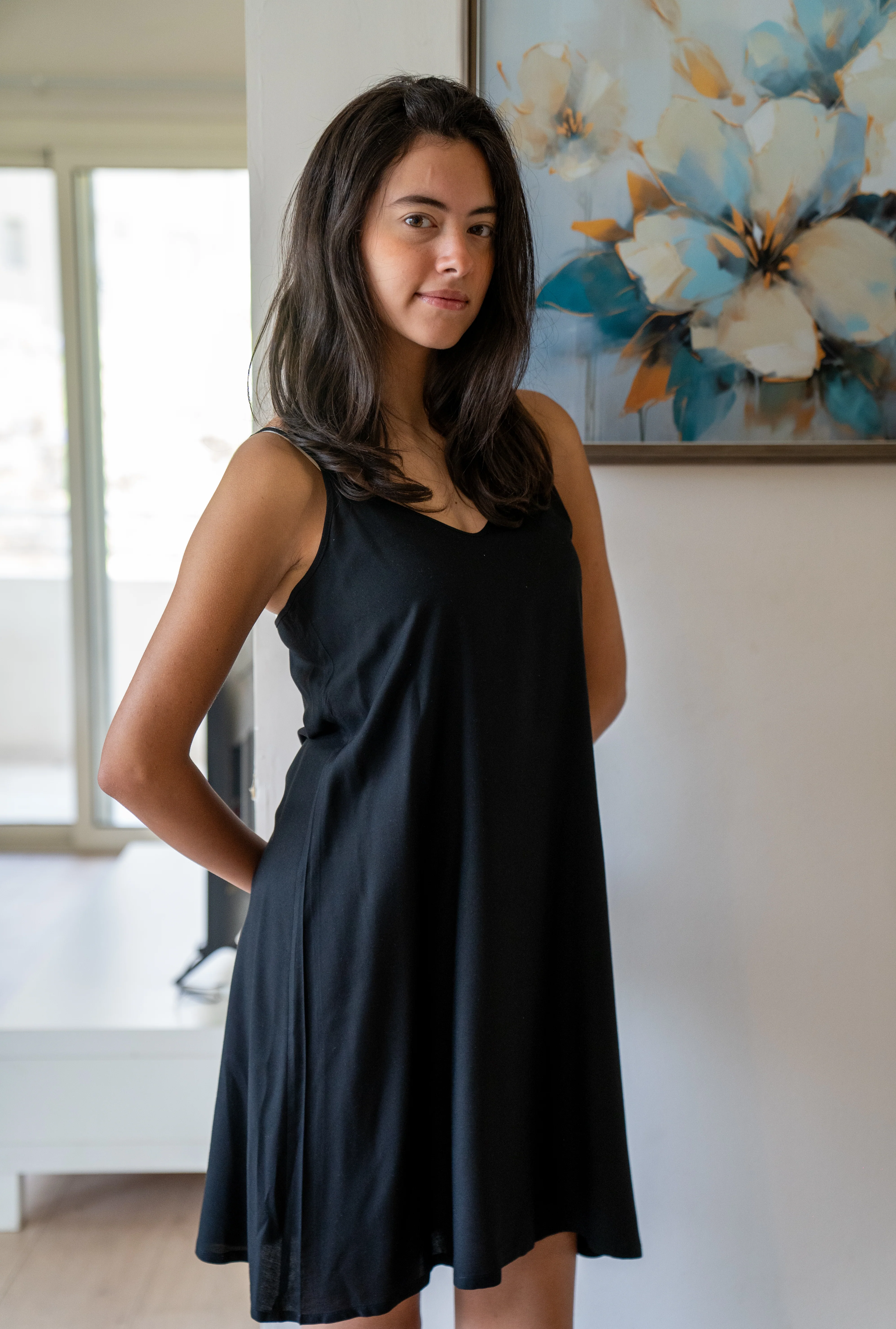 Women summer pajama Black night shirt - Image 2