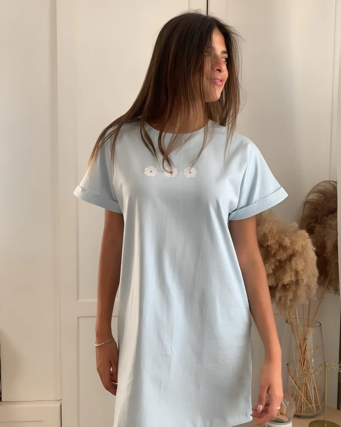 Women summer pajama Blossoms night shirt - Image 3