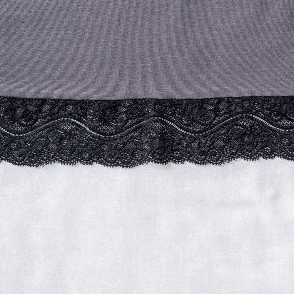 Women summer Dark Grey Lace Night shirt - Image 4