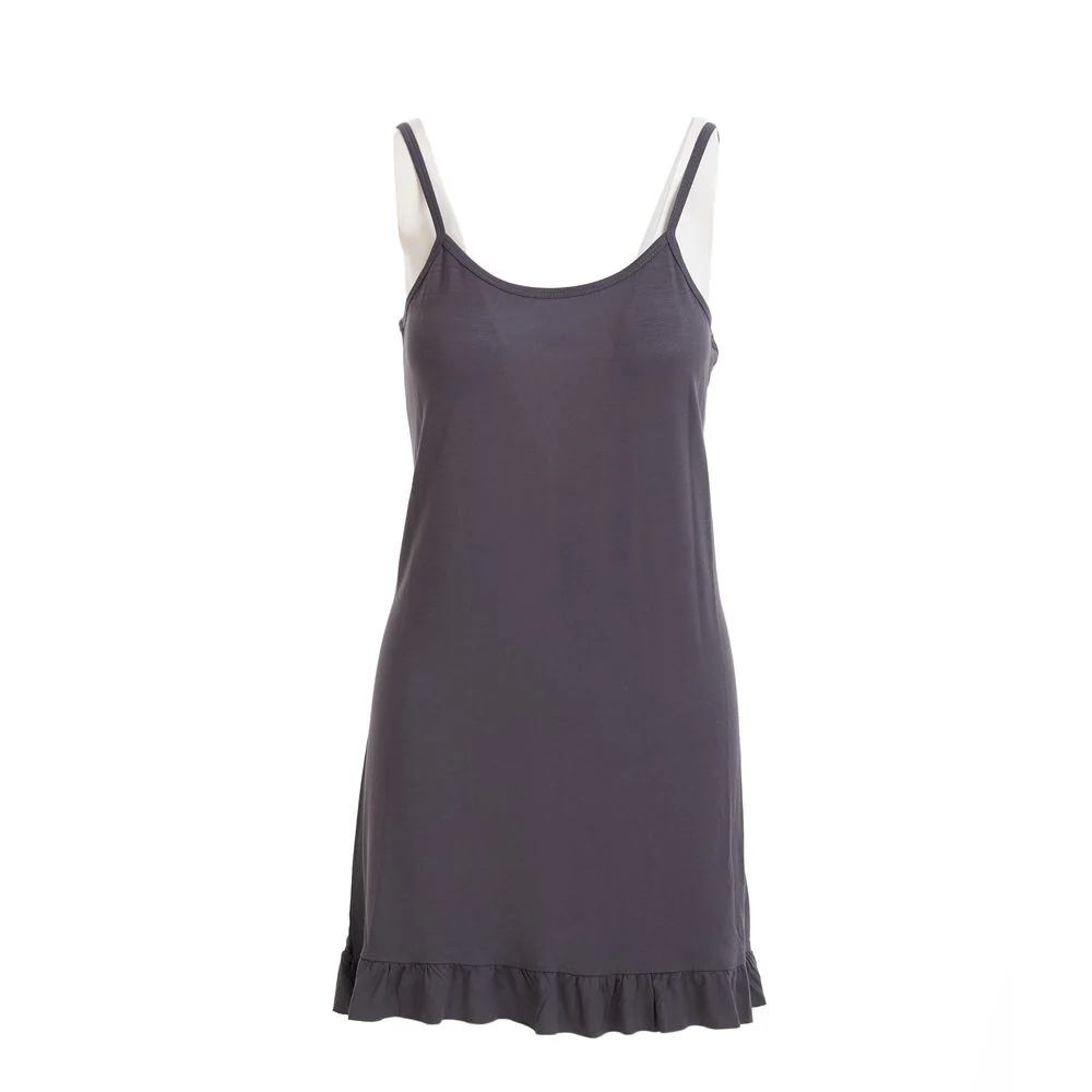 Women summer pajama Grey ruffles night shirt - Image 2