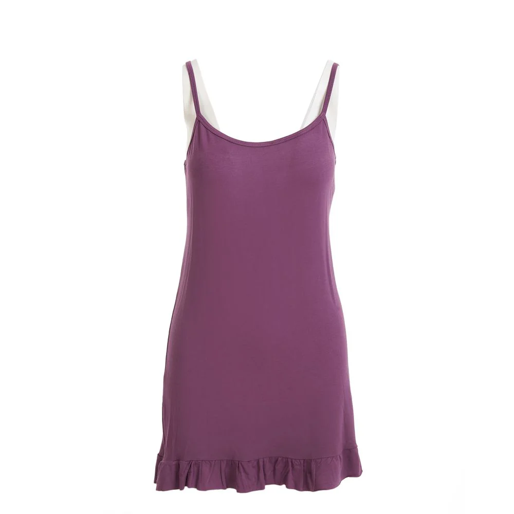 Women summer pajama Purple ruffles night shirt - Image 2