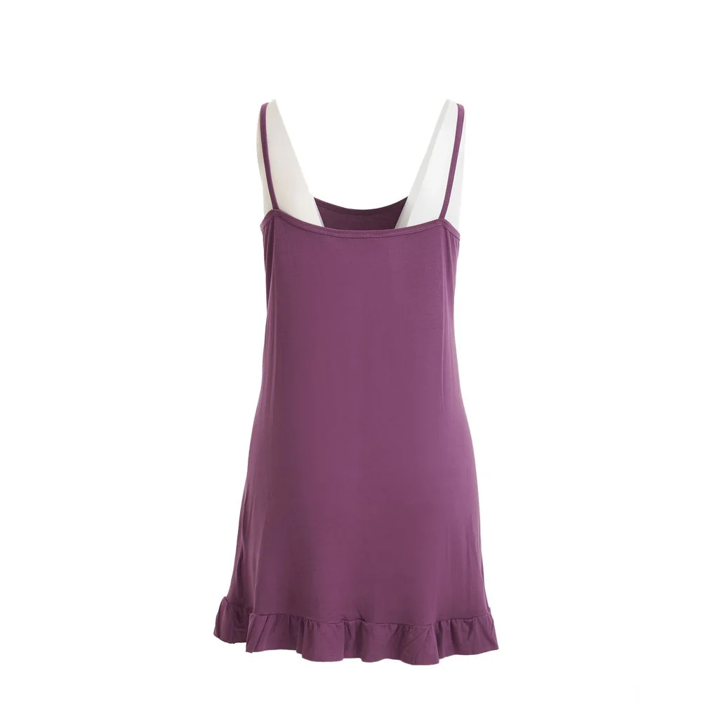 Women summer pajama Purple ruffles night shirt - Image 3