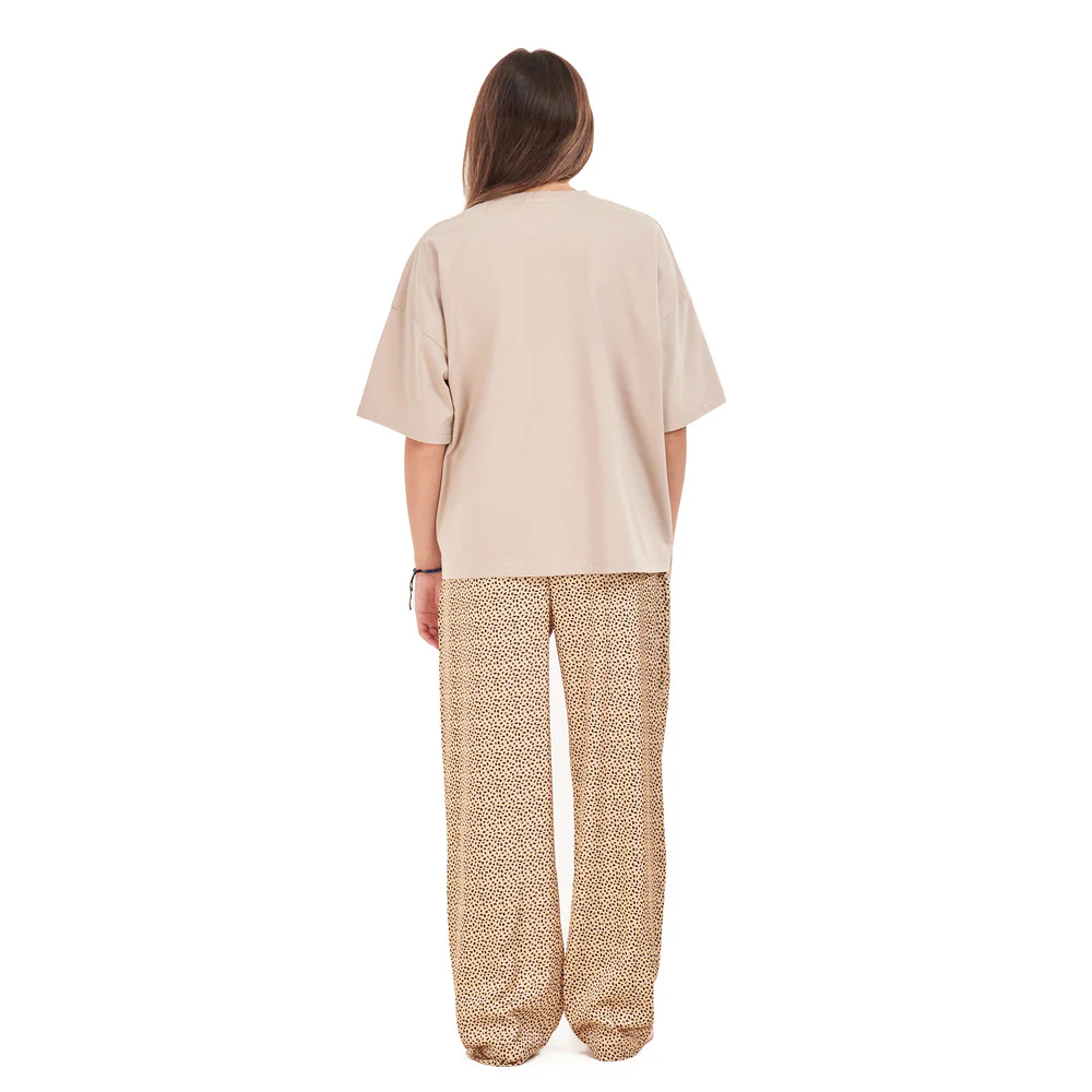 Women summer pajama set Beige top + Beige polka dots Pants - Image 4
