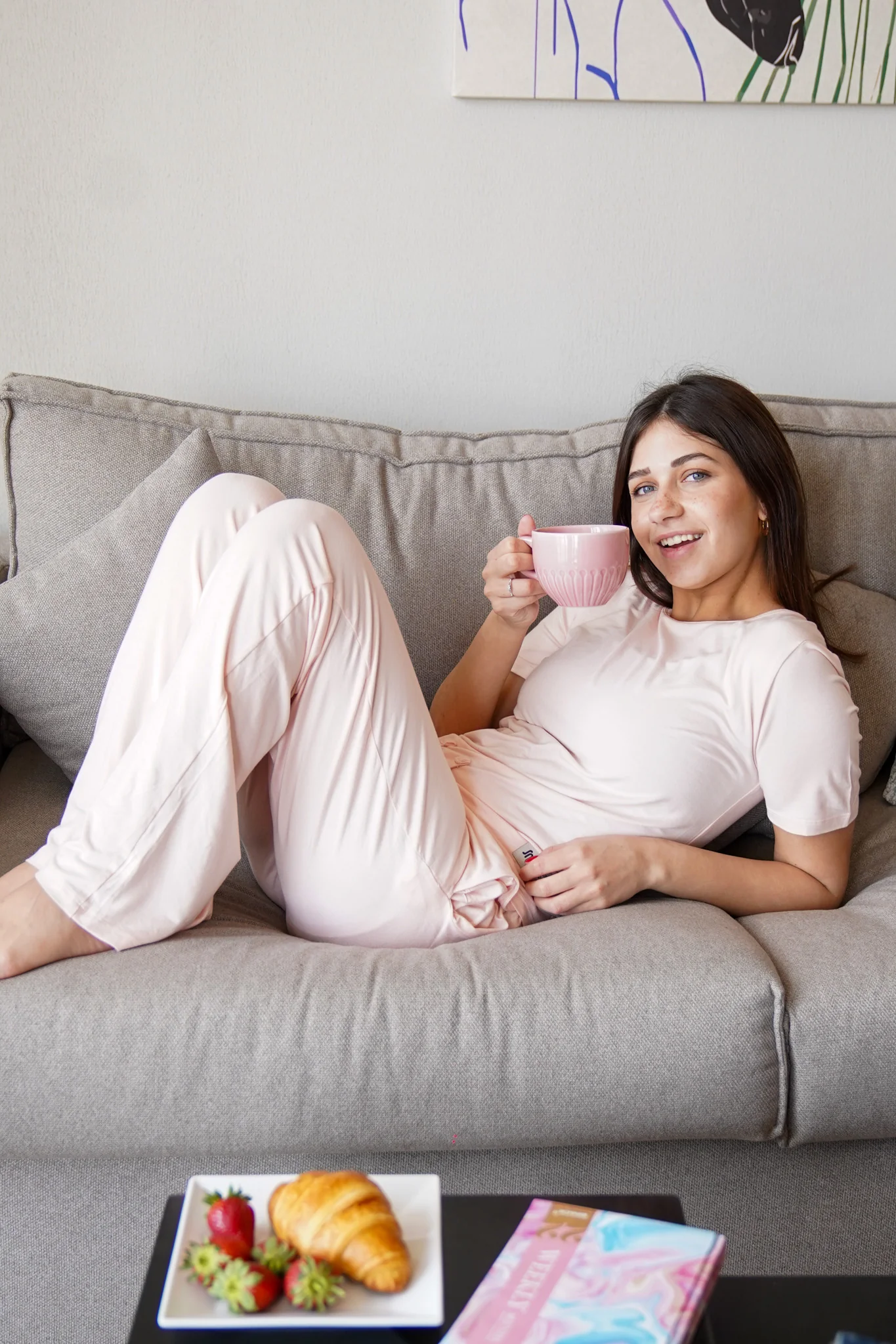Women summer pajama set Body Rose shirt + Pants - Image 2