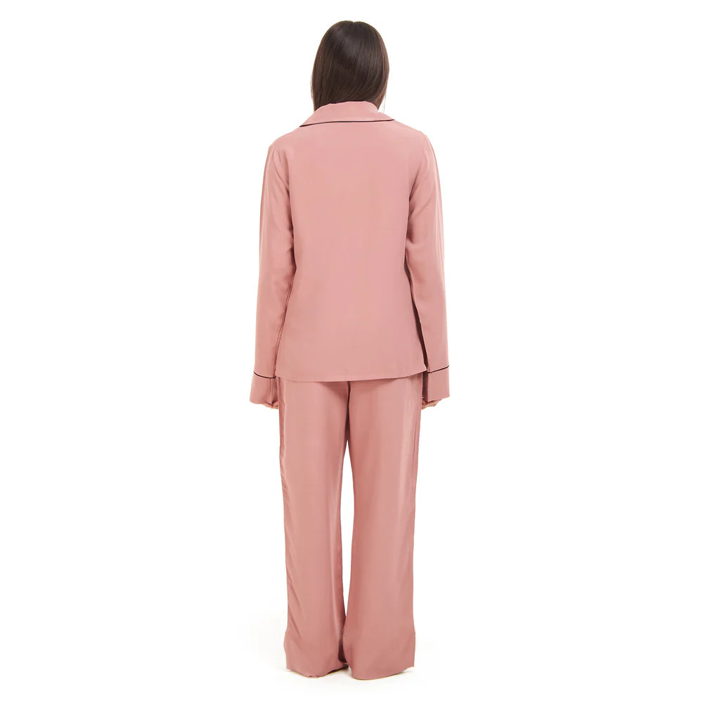 Women summer pajama set Cashmere buttoned shirt + Pants - Image 4